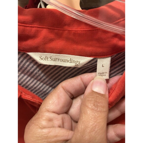 Soft Surroundings Easy Tencel Tunic Top Women’s Size Large Peplum Pockets Red - Picture 2 of 6